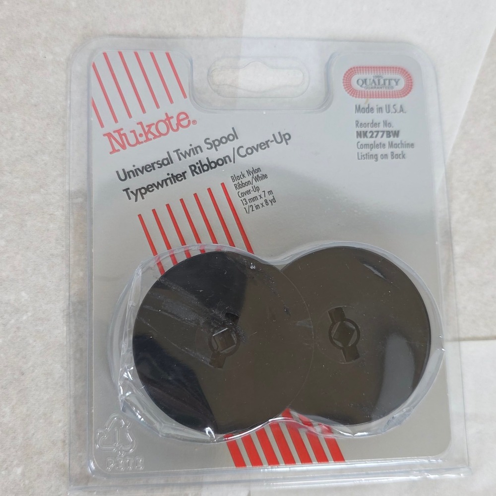 Nu-kote Universal Twin Spool Typewriter Ribbon‎ Cover-Up Black White NK277BW USA